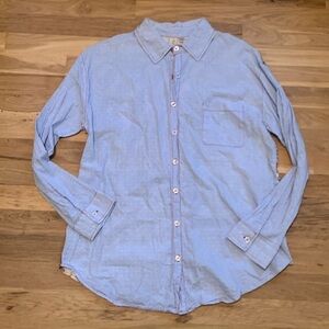 Allison Joy Collared Long Sleeve Button Up Colorful Patchwork Blouse Women’s S